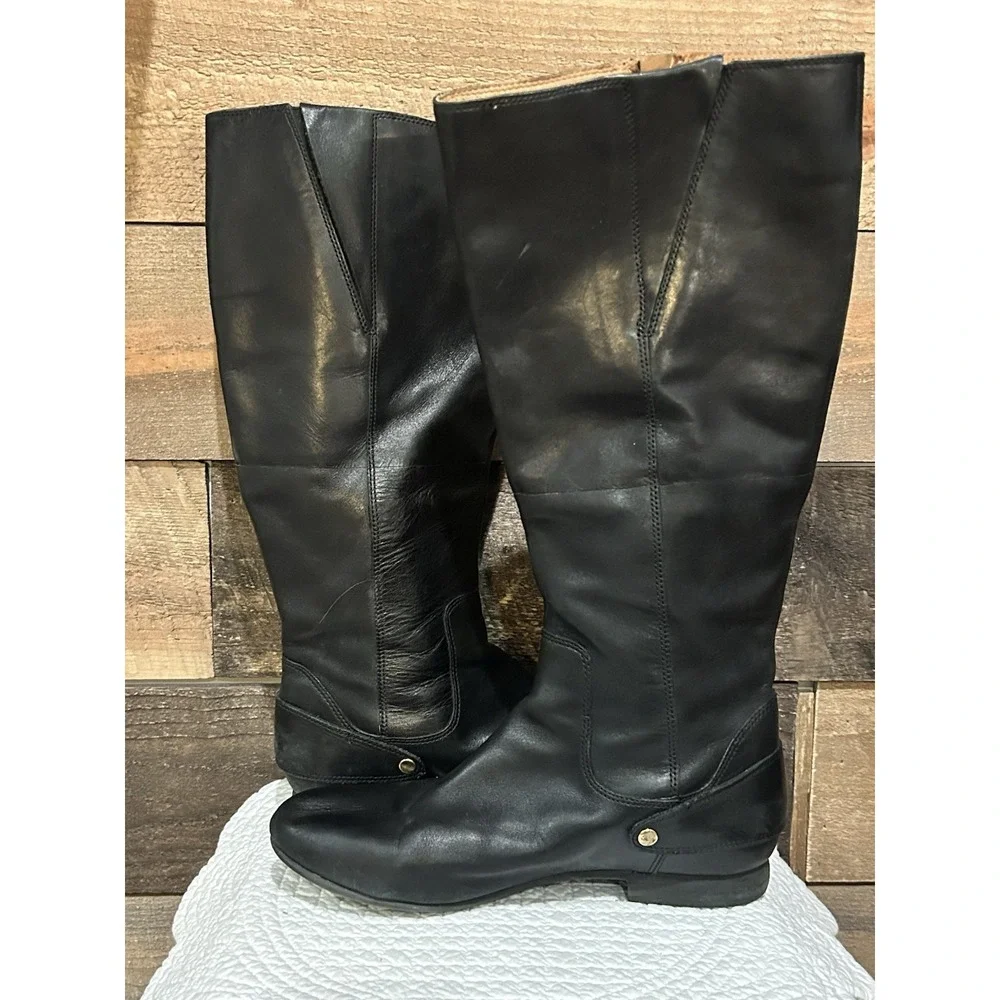 Clarks Black Leather Zip Knee High Boots‎ Womens Size 8.5 M Style 61267